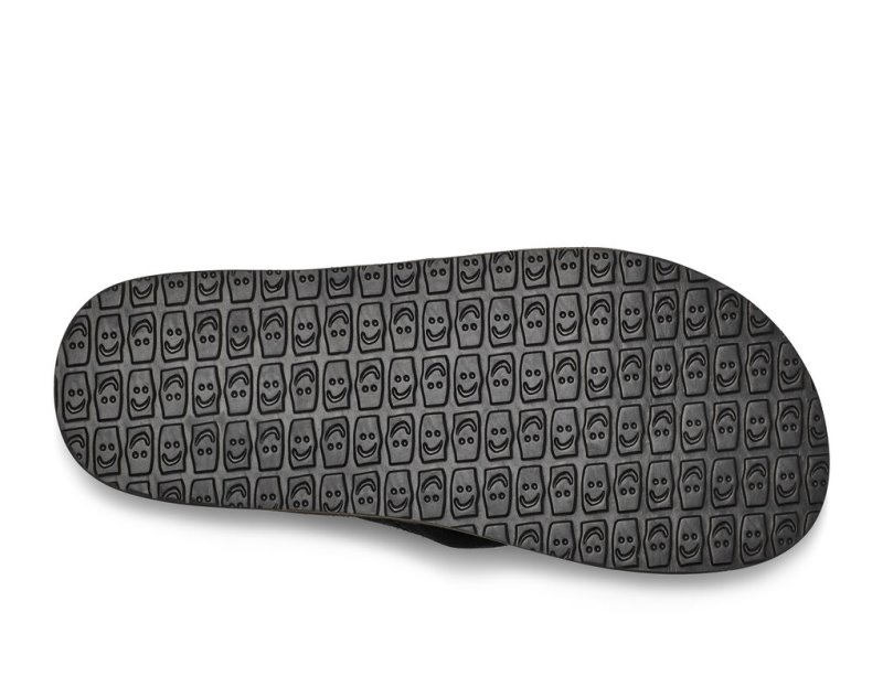 Sanuk Beer Cozy Stacker Suede Men's Flip Flops Black | Canada 260DFM